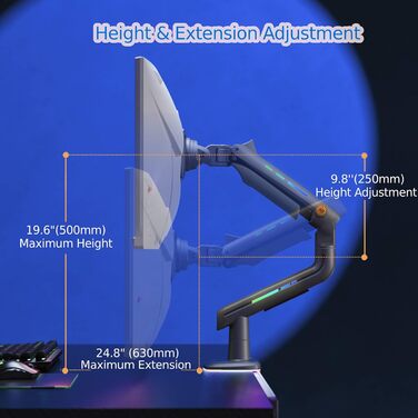 Кріплення для монітора NB Ergonomic для Ultrawide (60 дюймів), RGB, VESA 75/100, до 20 кг (зелене)