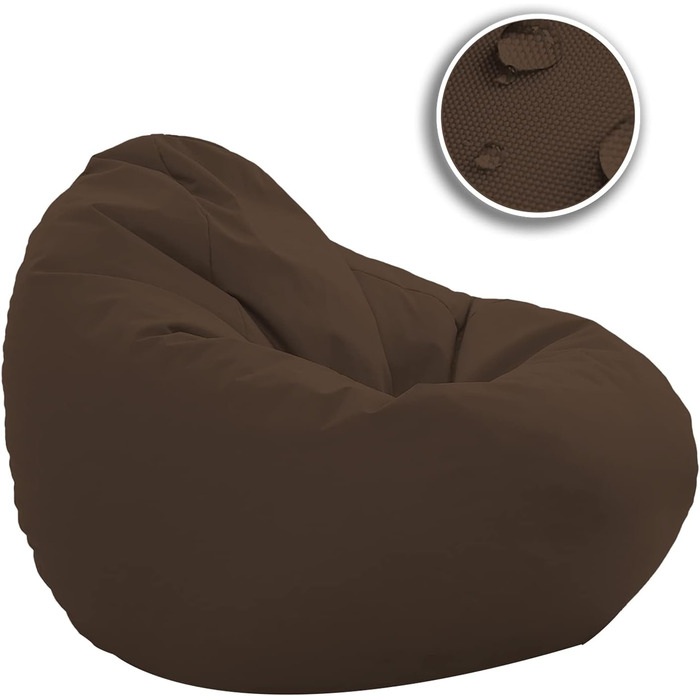 Подушка для підлоги Beanbag XXL для дорослих і дітей - підходить для ігор або відпочинку - в приміщенні та на вулиці, оскільки вона водонепроникна - з намистинами EPS, колір коричневий, розмір XL