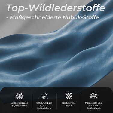 Ігровий крісло Dowinx з мікрофібри, дихаюче та ергономічне, з регульованою підніжкою (блакитне)