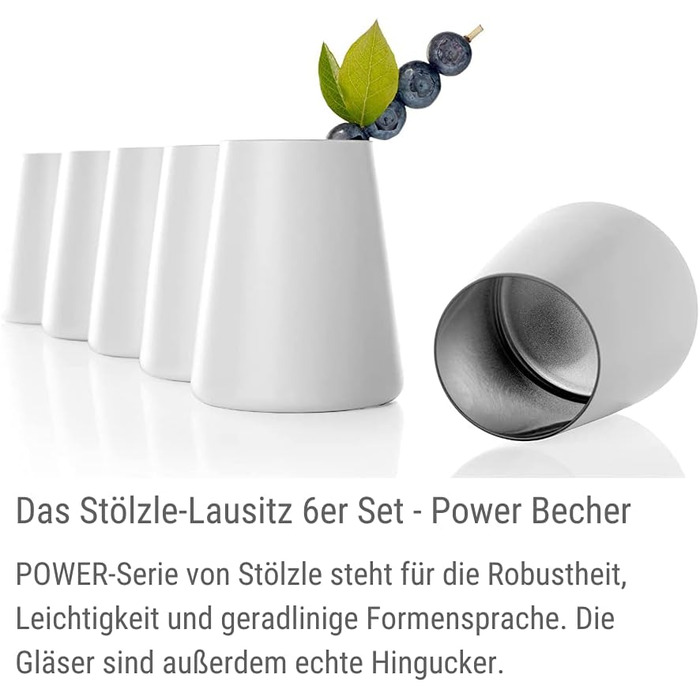 Стакани Stlzle Lausitz 380 мл I Склянки для пиття Набір з 6 чашок I Набір для миття посудомийної машини Безпечний і ударостійкий I Універсальні стакани як склянки для води Келихи для соку Келихи для вина I біле срібло