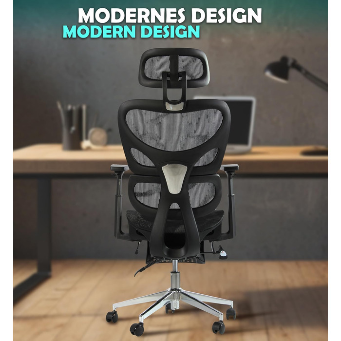 Офісний крісло Sesto Senso K80G Grey (1, Black) з підставкою для ніг, ергономічний, з регульованою спинкою та підлокітниками, для керівників