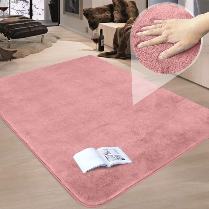 Розкішний плюшевий килимок Rabbit Fur Style Anti-Slip 120x160см (160x230см, рожевий)