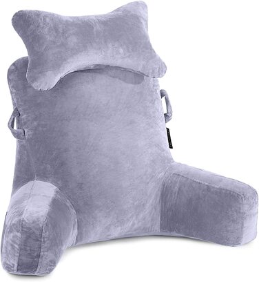 Велике крісло-мішок для читання з підголівником та підлокітниками, 78,7 см, сіре