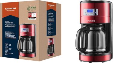 Кавоварка Grundig KM 6330 Red Sense (1,8 л, цифровий годинник, програмований час запуску) металік червоний, 12 чашок 12 чашок одинарна