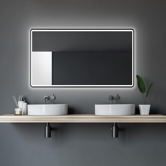 Дзеркало для ванної кімнати Talos Black Moon LED 120x70 см з підсвічуванням, вологостійке, нейтральне світло