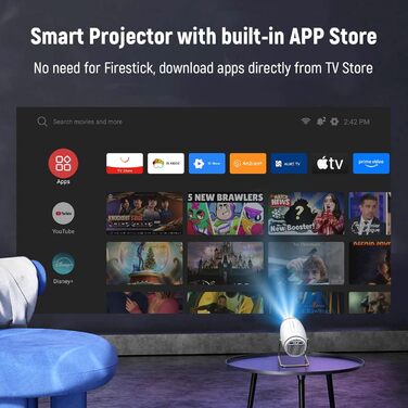 Портативний міні проєктор 4K з Wi-Fi 6 та Bluetooth 5.4: домашній кінотеатр з підтримкою HDMI, USB та PS5