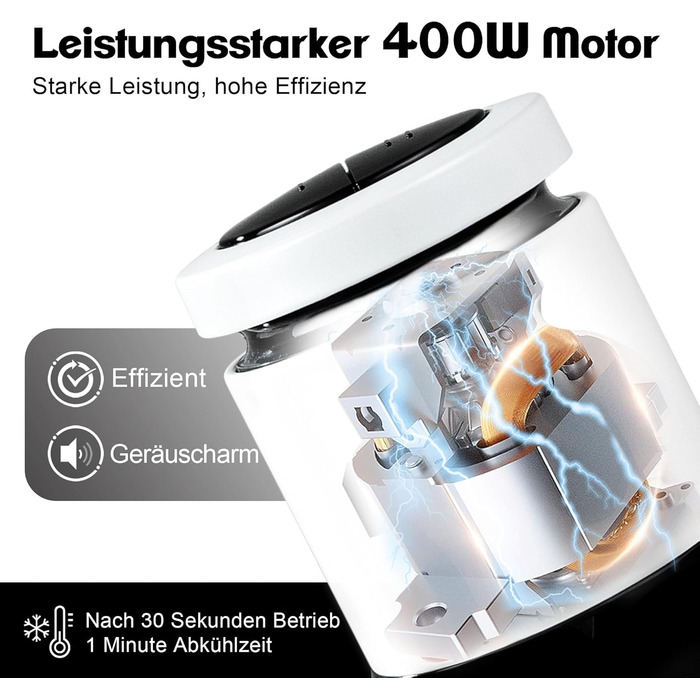 Електричний подрібнювач Zerkleinerer 400W з двома чашами 2л + 2л та двома лезами з нержавіючої сталі для м'яса, овочів, фруктів - білий