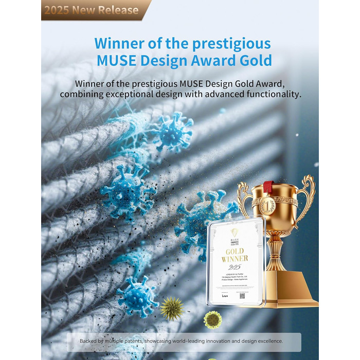 Повітряочисник з HEPA фільтром H13, сумісний з Matter, Apple Home, Alexa, Google Home, Home Assistant, ароматерапія, еко-режим, 62 м²