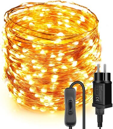 LED гірлянда для дому та саду 50м, 500 LED, мідний дріт, зірковий ефект, димування, пульт, вологостійка, для декору, на Новий Рік