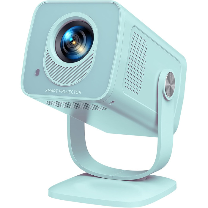 Портативний проєктор Mini Beamer 4K з підтримкою Android 13, WiFi 6, Bluetooth 5.4, обертання 270°, Auto Keystone Correction, HDMI/Android/iOS/PC/USB, білий (блакитний)