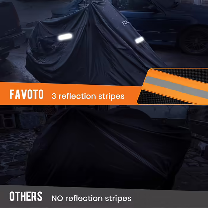 Водонепроникний чохол для мотоцикла Favoto 210T захист від ультрафіолету та тепла з відбивачами, 295x105x125 см, чорний