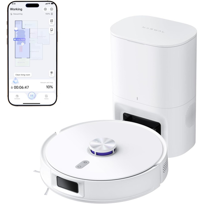 Робот-пилосос NARWAL Freo S з функцією миття підлоги, 8000Pa, 3.5L, LDS-лазерна навігація, керування через додаток, для килимів та шерсті тварин