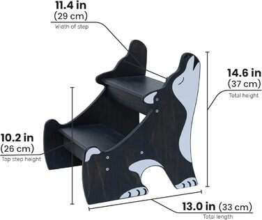 Дитячий триступеневий табурет для ванної кімнати Wild Kids Modern, з дерева, за дизайном Монтессорі (чорний)