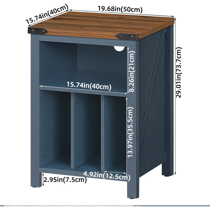 Підставка для програвача вінілу з місцем для платівок, шафка-регулятор для 160 альбомів, дерев'яна підставка для програвача, шафа-вітрина для вітальні, спальні, офісу (Блакитна)