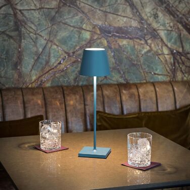 SIGOR Nuindie 2.0 - LED-лампа на акумуляторі, диммування, для дому та вулиці, IP54, 38 см, USB-C, 12 годин роботи, блакитний колір