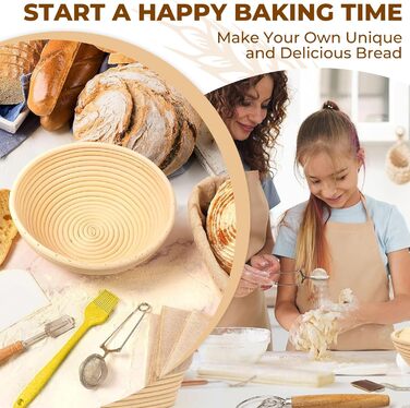 Набір для випікання хліба: 32 предмети, корзини для бродіння, склянка для закваски 730мл, аксесуари для випікання, для початківців та професіоналів