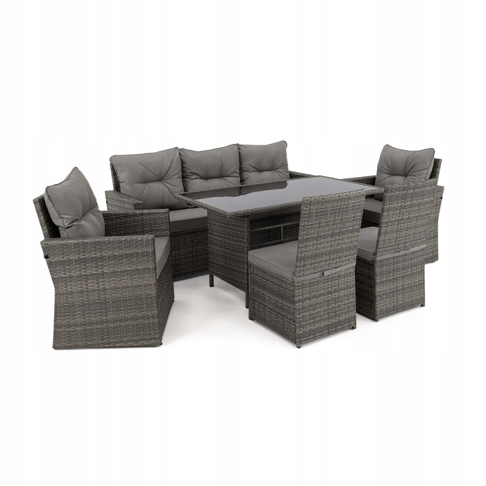 Комплект садових меблів із техноротанга EMWOmeble, сірий, 6 предметів