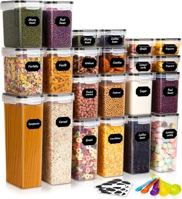 Набір контейнерів для зберігання продуктів 22 шт. з кришкою, BPA-Free, для крупи, макаронів, кави (2,8 L/2 L/1,4 L/0,8 L/0,52 L)