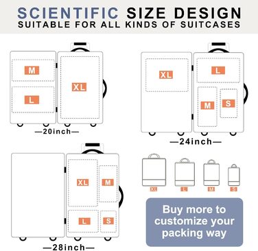 Набір компресійних органайзерів для подорожей Packing Cubes для валізи та рюкзака, 4 шт, темно-синій