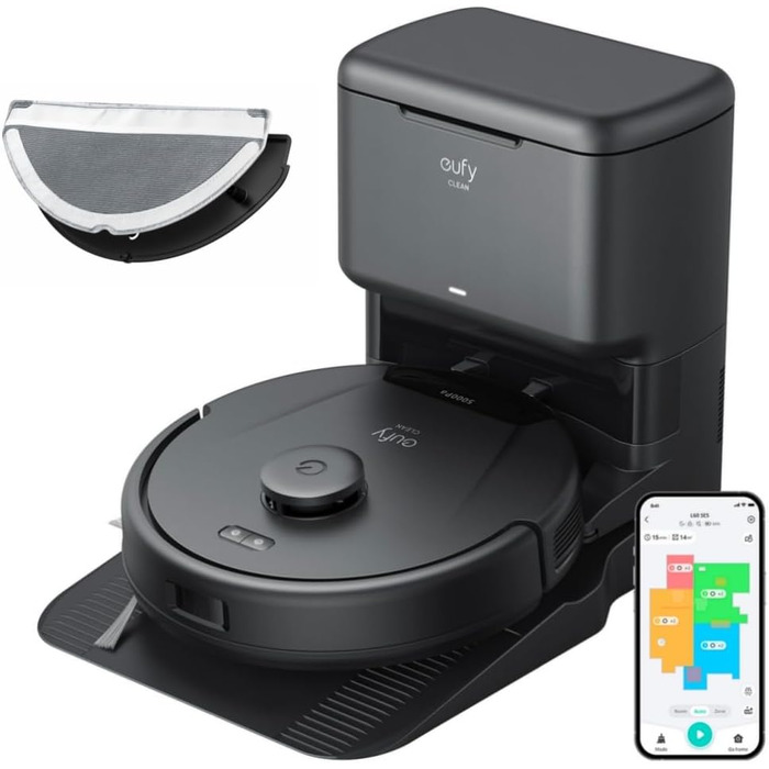 Робот-пилосос eufy L60 з авто-порожненням та функцією миття, 5000Pa, Anti-Hair, iPath-лазерна навігація, для твердих підлог
