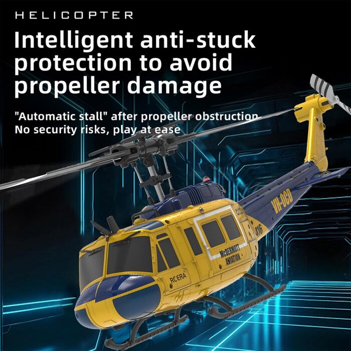 RC Гелікоптер ERA C032 UH-1 Huey, 1/48, 2.4G 6CH, Стабілізатор, Утримання висоти, 3D Дрон (Жовтий)