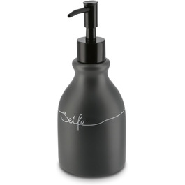 Контейнер для зберігання KHG, кераміка, антрацитовий сірий колір, з дерев'яним кришкою, 4 кг, круглий, з маркуванням, висота 28/21.5 см (дозатор мила)