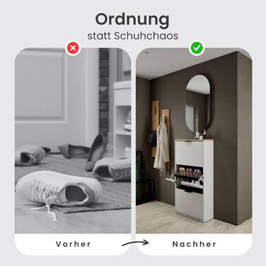 Взуттєва шафа Planetmöbel з 3 стінками, 6 полицями, 60 x 23 x 118 см, білий/сірий колір