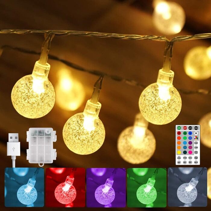 Світлодіодний кульковий ліхтар StarryEver, 4,5 М 30 LED, 16 кольорів, USB/акумулятор, з дистанційним керуванням для приміщення/вулиці