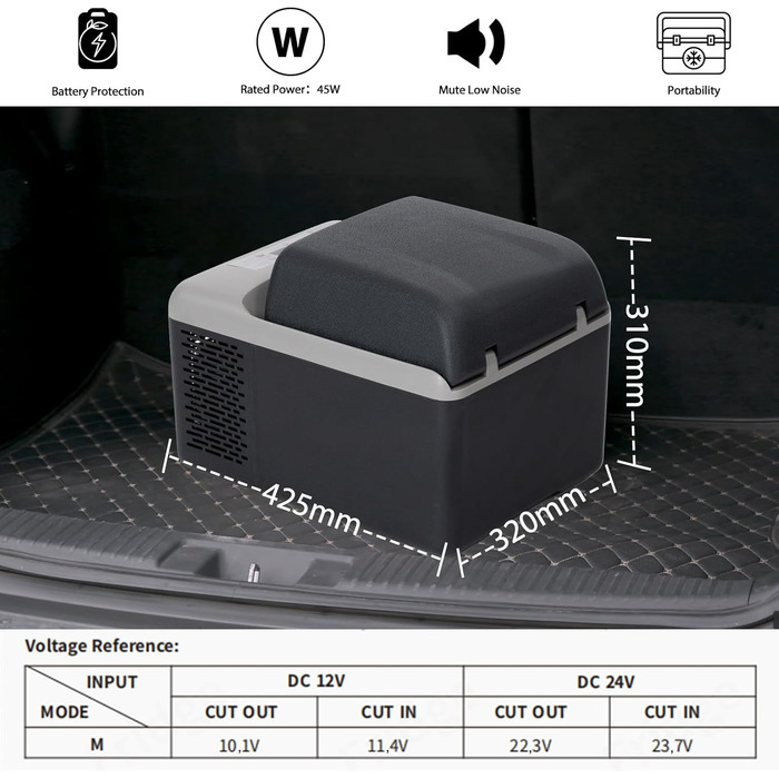 Alpicool C12PT 12L: Міні-холодильник для автомобіля з компресором, 12V, чорний | Автохолодильник для кемпінгу, RV, човна