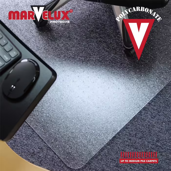 Полікарбонатний офісний стілець Marvelux Килимок для захисту підлоги для килимів, прямокутний килимок для офісного крісла, прозорий захисний килим для офісного крісла, доступний у різних розмірах (130 x 120 см)