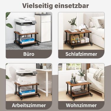 Стіл для принтера PUNCIA з 2 рівнями, мобільний, 60 x 50 см, дерево & метал