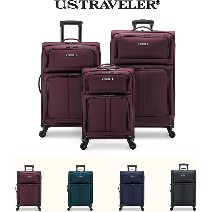 Чемодан U.S. Traveler Anzio Softside Розширюваний Spinner, 22 дюйми, блакитно-зелений