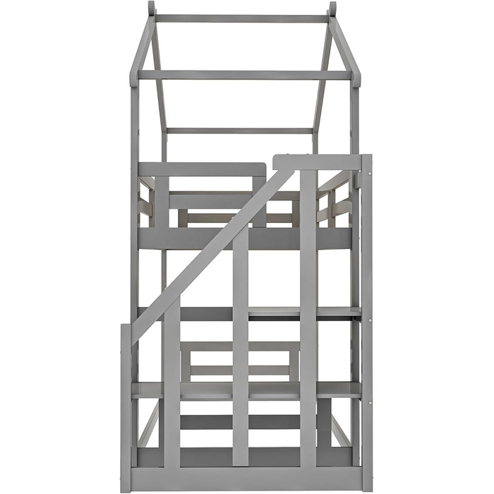 Двоярусне ліжко для дітей з сходами, біле (90x200 см), без матраца