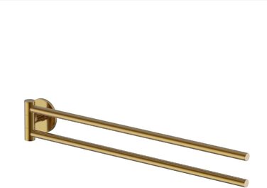 Тримач для рушників Lenz Juna, золото, 40 см, 2 поворотні руки, антифлерофільне покриття, монтаж на стіну (клей/свердління)