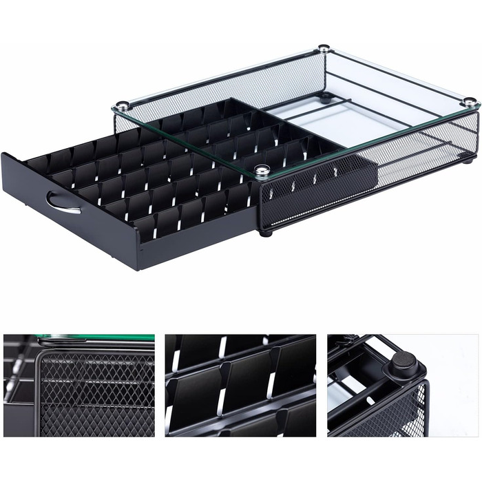 Тримач для капсул Vertuo Rice Rat - 50 капсул, чорний, скляний, сумісний з Nespresso Vertuo