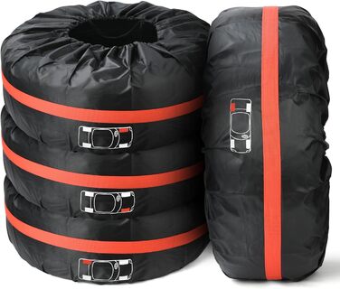 Набір чохлів для шин 4 шт., захисні чохли для шин 19-23 дюйми, з ручкою, для зимових та літніх шин, для чистого транспортування та зберігання, чорний, L (діаметр 80 см)