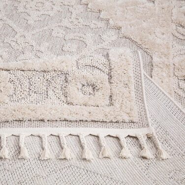 Килим City Carpet Runner Boho Cream 80x300 см - Орнаменти, Бордюр, 3D Ефект, Сизаль, Бахрома