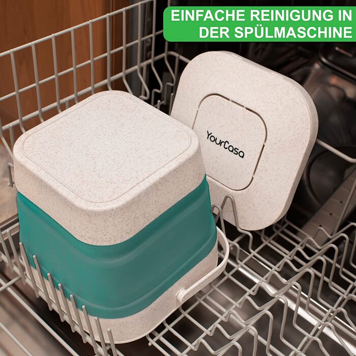 Відро для компосту YourCasa - складне-4 л - для побутових органічних відходів на кухні - стійке до запахів і миється-екологічно чисте органічне відро для сміття з кришкою Кухонне відро для органічних відходів (зелено-білий)