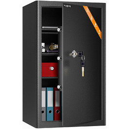 Safe Tresor з ключем WASJOYE: великий настінний сейф для грошей, ювелірних виробів, документів (45x35x31см, 67л)