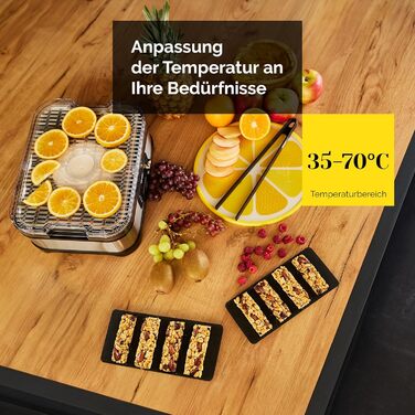 Дорівка для продуктів VitaSave FD01S з нержавіючої сталі, 450W, 6 ящиків, 9 аксесуарів, 4725 см², таймер 24 год, LED-дисплей, BPA-free, для фруктів та сухофруктів