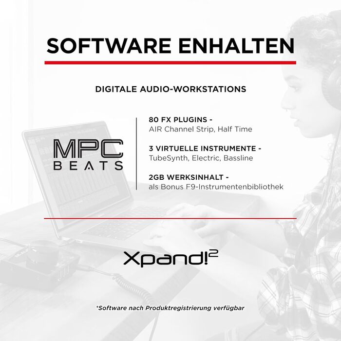 M-Audio Air 192|6 USB аудіоінтерфейс для запису: 2 XLR/Line входи, програмне забезпечення AIR Hub (Чорний)