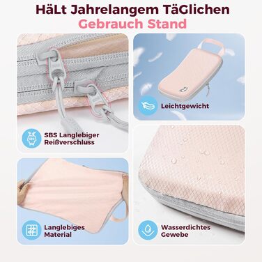 Набір компресійних органайзерів для валізи та рюкзака, водонепроникні пакувальні куби для подорожей, 8 предметів (Рожевий)