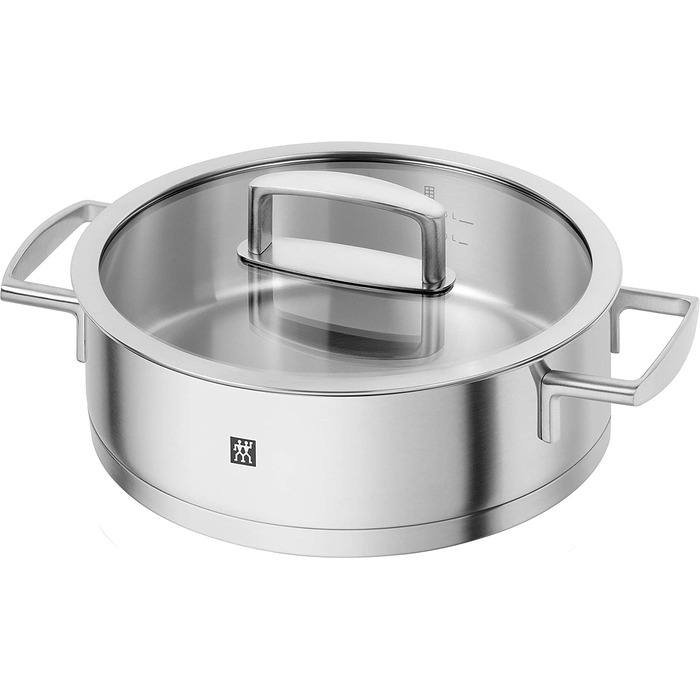 Набір каструль ZWILLING Quadro 5-ти предметний, нержавіюча сталь, без покриття, 4 скляні кришки, підходить для індукційних плит