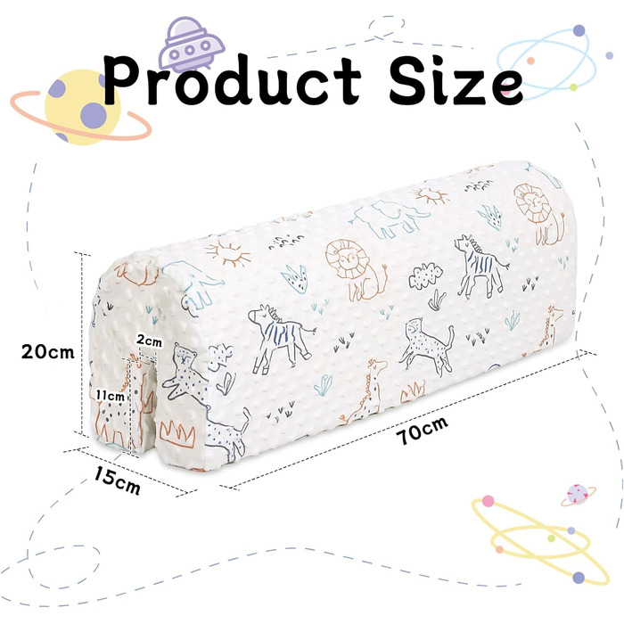 Захист для ліжечка HAVARGO для дітей, бортик-пом'якшувач на раму ліжка 70 см, білий, знімний чохол