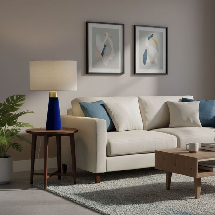 Лампа настільна Relaxdays з оксамитом та льоном