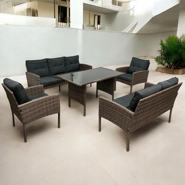 Комплект садових меблів IdealGarden із техноротанга, коричневий, 5 предметів