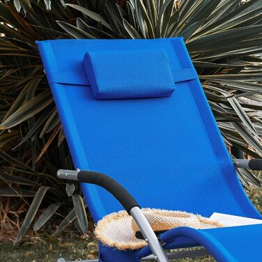 Шезлонг SoBuy для 2 осіб, садова розкладна лежанка, крісло-гойдалка, вологостійка, з подушкою, для тераси, балкону, кемпінгу, до 150 кг, Gartenmöbel OGS28-SCHx2 (Kleinblau)