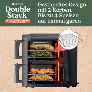 Фритюрниця Ninja Foodi FlexDrawer AF500EUCP: 7-в-1, Dual Zone, Airfryer з подвійними зонами, чорний & мідний колір