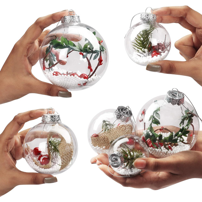 Сантиметрові прозорі кульки на нитці на Різдво, прикраса ялинки, різдвяна прикраса, ремесло, фотоподарунок (12 упаковок), 4 шт., ) - 8-