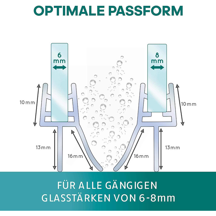Ущільнювач для душових Meisterfaktur для дверей 6-8 мм 2 шт 100 см прозорий